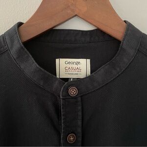 GEORGE CASUAL OUTFITTERS Black Casual Thick Textured Shirt 100% Cotton, Men's L